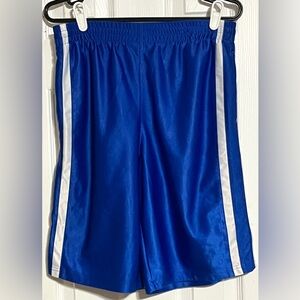 Youth Blue Sports Shorts with White Stripes